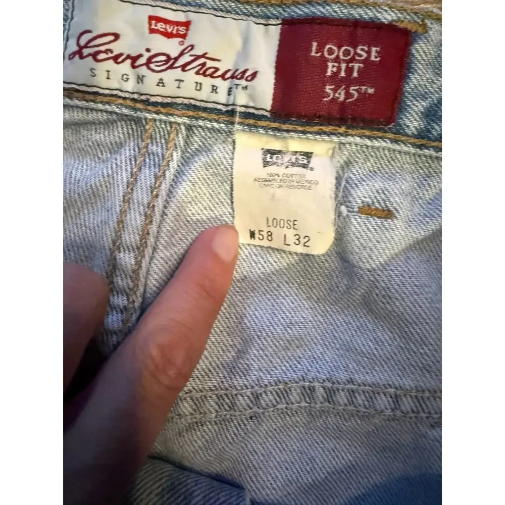 VTG Levi’s 545 Loose Fit Orange Tab Jeans 50X32  Light Wash Jeans Made In USA